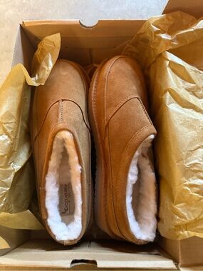 Koolaburra Chestnut Suede Shearling-Lined Slip-Ons